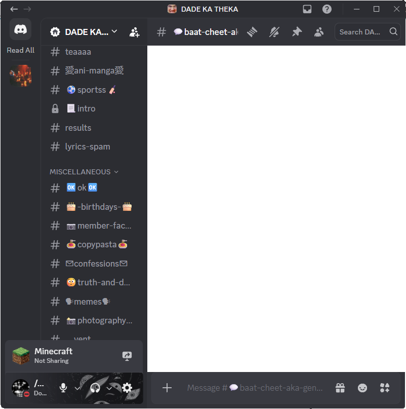 A dark message window with a Minecraft notification