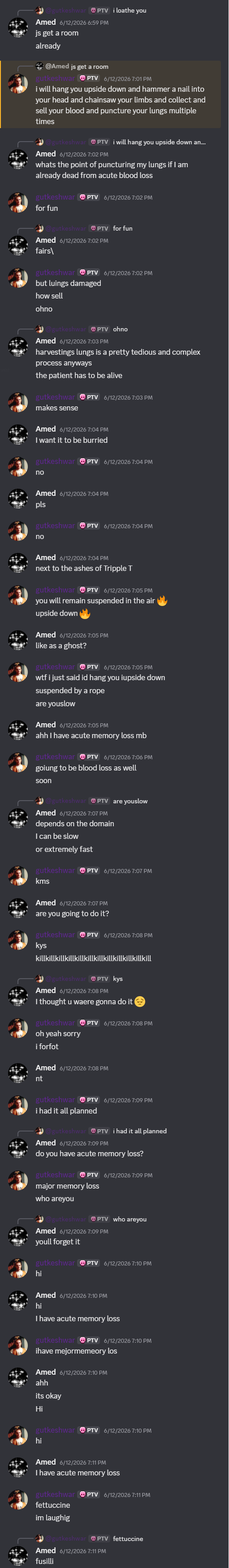 A long conversation shown as a message thread